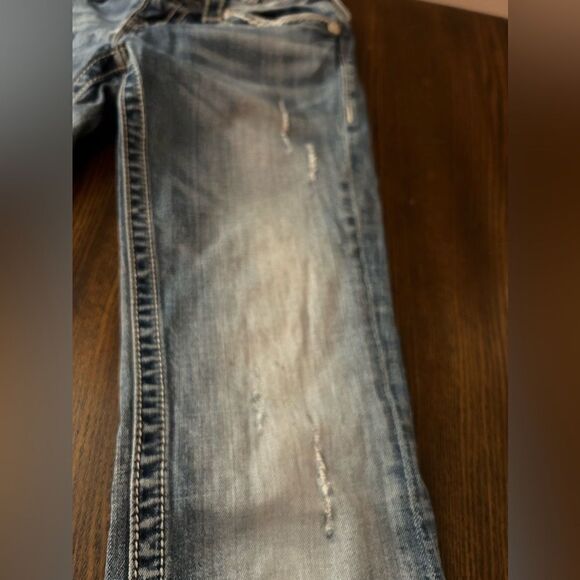 Miss Me distressed Denim Jeans women’s 26 bootcut light blue embellished bling - Picture 15 of 16